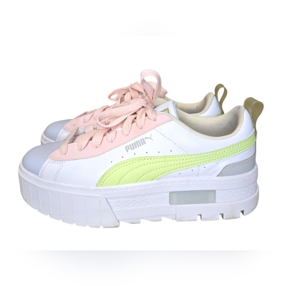 Puma Mayze Pop Colorblocked Leather Lace Up Platform Sneaker Size 8 In Pastels - Picture 2 of 16